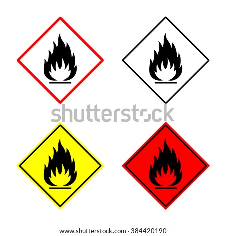 flammable sign or symbol placed in rhomb. fire hazard emblem. isolated on white background. vector illustration