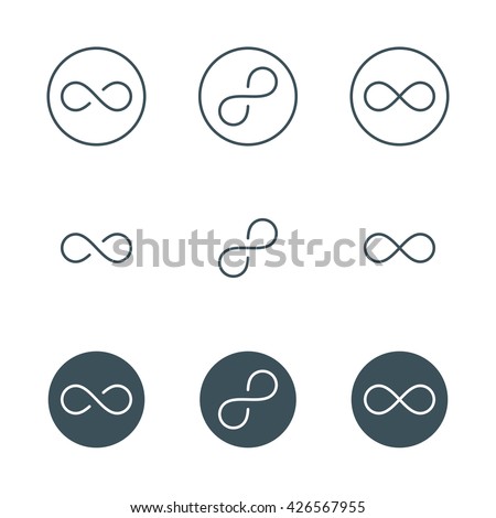 thin line infinity symbol or sign. infinite logo concept in modern flat outline style. linear limitless icon. isolated on white background. vector illustration
