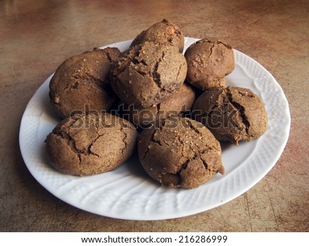 Italian cuisine: homemade cookies with walnuts and buckwheat flour