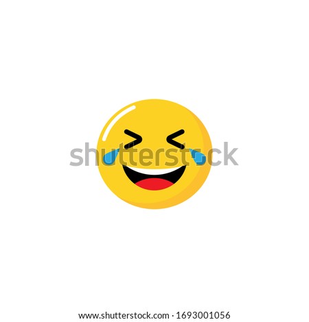 Emoji tears of joy - smiling emoticon - vector illustration