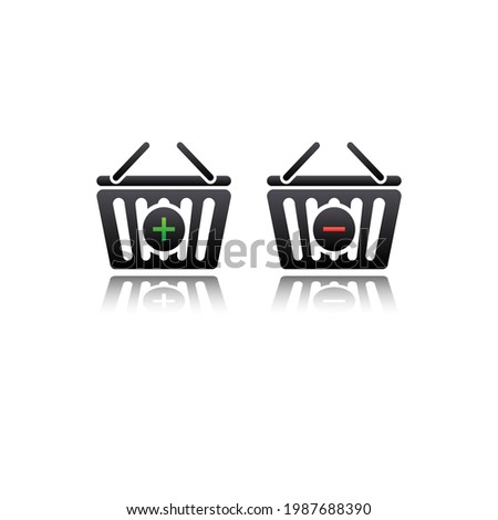 shopping cart icon. flat illustration add and subtract shopping cart vector icon for web