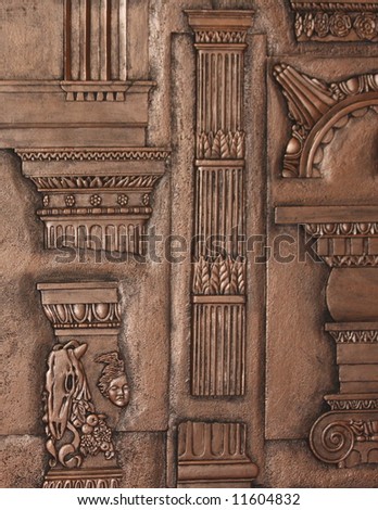Etched Metal Background in Bronze Column Design