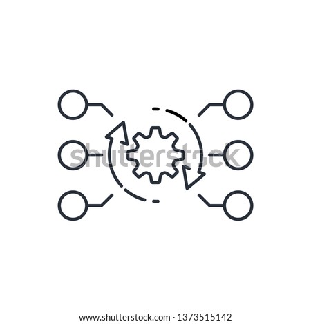 Multi channel, strategy, marketing. Vector linear icon.