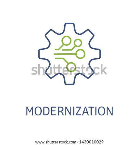 Modernization. Vector linear icon, white background.