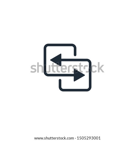 Replacement with movement. Vector linear icon isolated on white background.