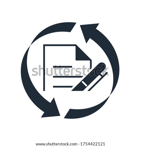 Information update. Document with new rules, laws. Vector icon isolated on white background.