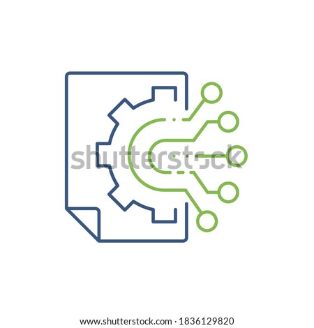 Multifunctional technology for processing, structuring and integrating data. Vector linear icon isolated on white background.