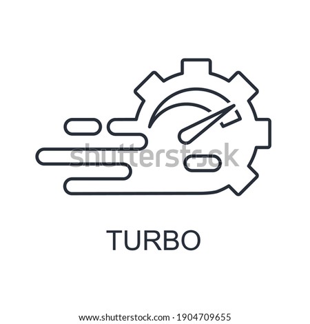 Gear and accelerator. Turbo mode. Vector linear icon isolated on white background.