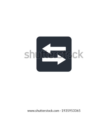 Exchange square button. Moving. Vector linear icon illustration isolated on white background.