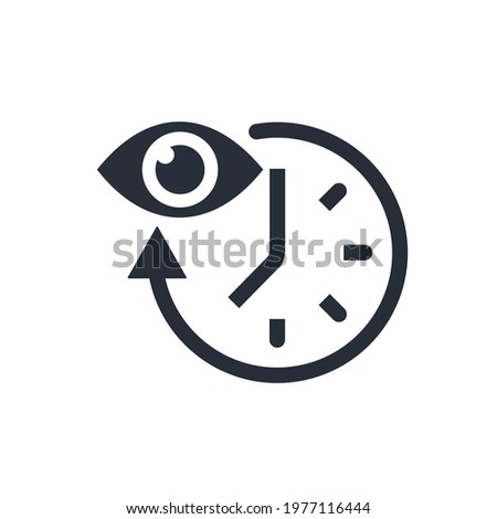 Eye and time. Control observation period. Vector icon isolated on white background.