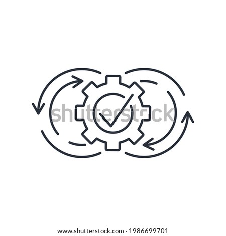Constant changes. A continuous stream of improvements and updates. Integration adaptation system. Vector linear icon isolated on white background.