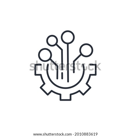 Digital tech -  business logo template. Gear technology -  is suitable for factory, industrial, technology, website, electronics, mechanic. Integration and modernization. Vector linear icon isolated o