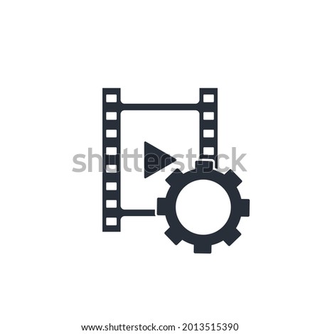 Video editing,  production. Making a video project. Vector icon isolated on white background.