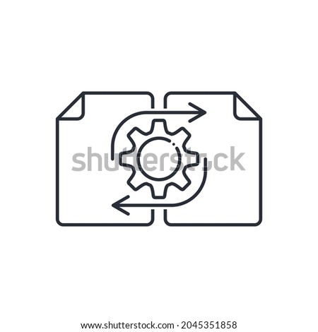 Verification of documents. Reconciliation of data. Vector linear icon isolated on white background.