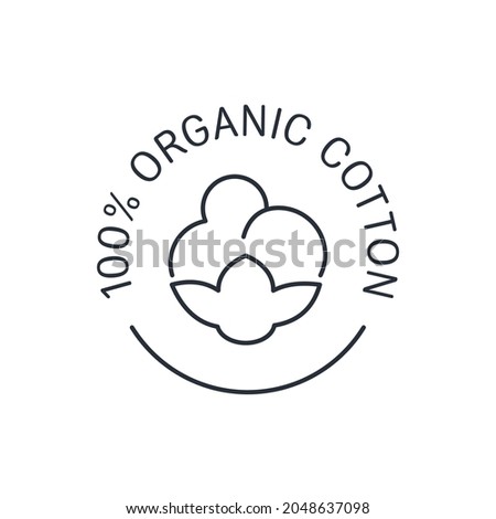 100% organic cotton. Vector linear icon isolated on white background.