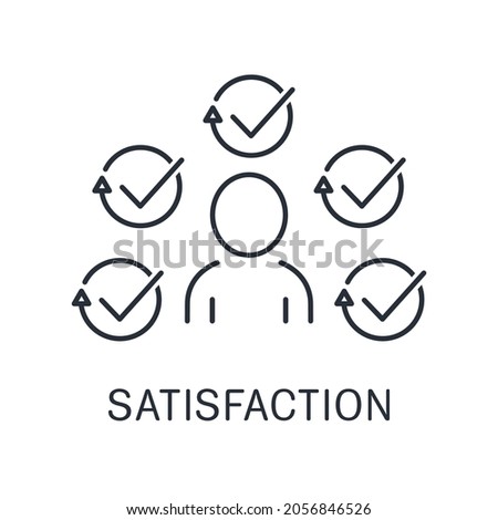 Satisfied customer needs. Vector linear icon isolated on white background.