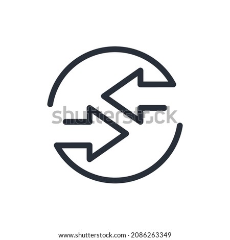 Double reverse arrow for transfer, mobile concept exchange symbol . Change,  refund  icon.Vector linear illustration isolated on white background.