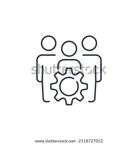 Professional team of experts. Technical Accompanying.  Adjustment and improvement of the mechanism. Vector linear icon isolated on white background