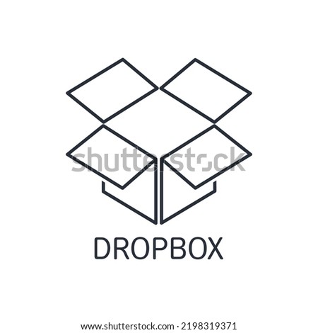 Open Dropbox symbol.  Vector linear icon isolated on white background.