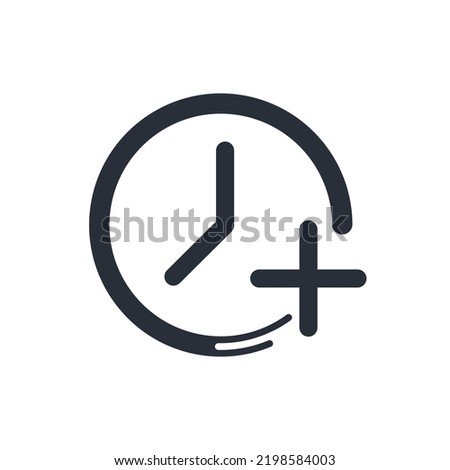 Add time. Plus hours. Vector linear icon isolated on white background.