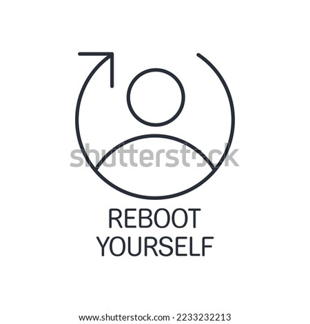 Reboot yourself. New thinking. Vector linear icon isolated on white background.