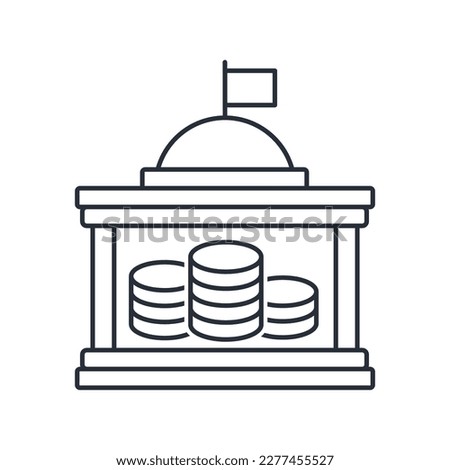 State structure and money. Government funding. budget programs. Vector linear icon isolated on white background.