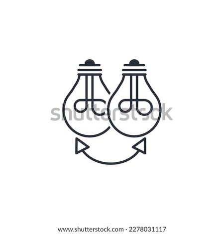 Share ideas and knowledge. Mutual assistance, cooperation. Unification of ideas. Vector linear icon isolated on white background.