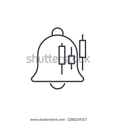 Bell and chart. Trade Warning. Vector linear icon isolated on white background.