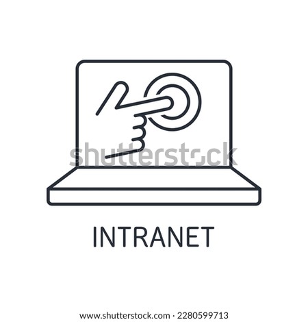  Intranet portal, gateway. Access to corporate information and applications on the intranet. Vector linear icon isolated on white background.