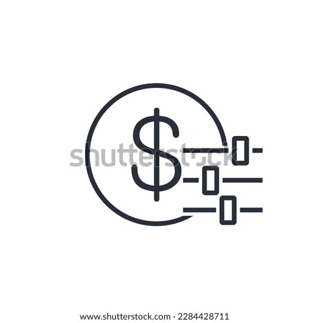 Dollar and regulator. Pricing. Vector linear icon isolated on white background.