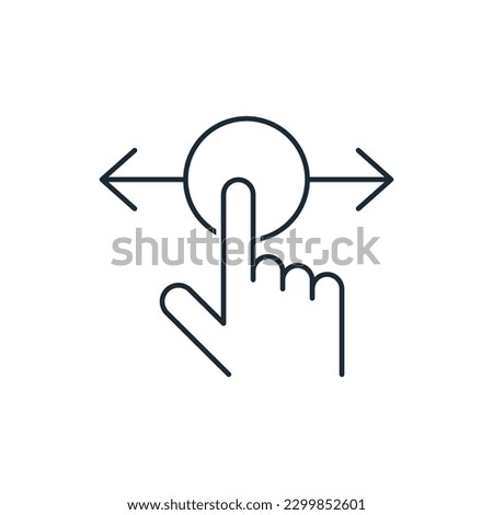 touch motion control. Move the button right, left. Vector linear icon isolated on white background.
