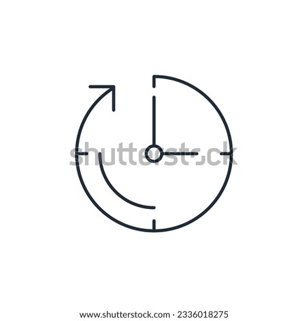 Clock face with timeline span. Long lasting effect. Exposure time.Vector linear icon isolated on white background.