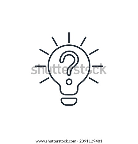 An unknown, forgotten idea. Vector linear illustration icon isolated on white background.