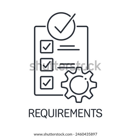 Document requirements. In compliance.Vector linear icon isolated on white background.