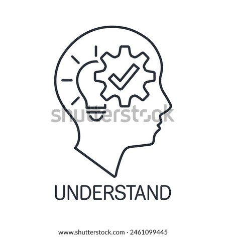 Operation of thinking. Understand. Mastering new content. Semantic perception of information. Vector linear icon isolated on white background.