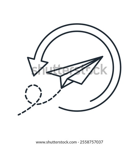 Change route, destination. Reroute. Make adjustment. Change task, assignment. Vector linear icon isolated on white background.