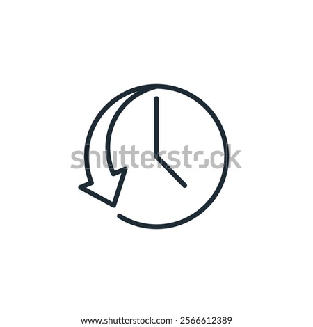 Time back. Previous events. Vector linear icon illustration isolated on white background.