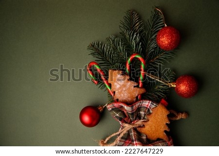 Similar – Santa Claus sock with Christmas balls on wooden floor