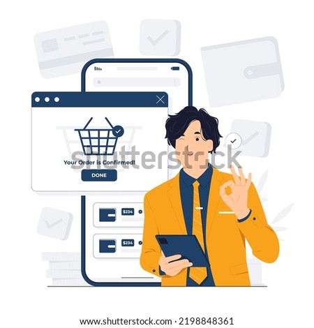 Confirmation of an online order concept illustration