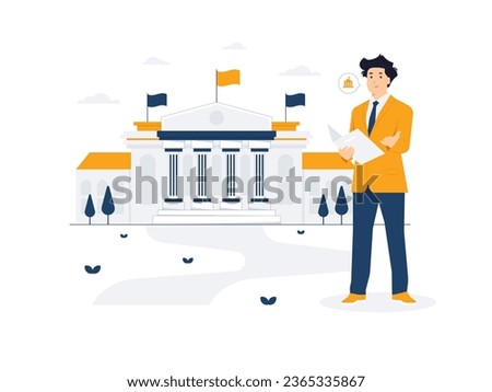 Embassy, Diplomacy, ambassador, negotiation, diplomat, neutrality, foreign policy, consulate, international relations and peace treaty concept illustration