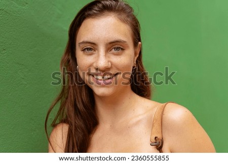 Similar – Image, Stock Photo Alternative model portrait against yellow wall