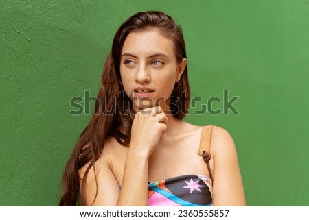 Similar – Image, Stock Photo Alternative model portrait against yellow wall