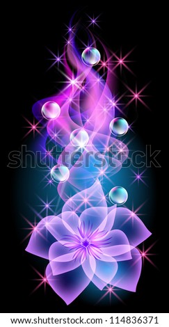 Glowing background with smoke and transparent flower