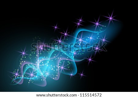Glowing background with smoke and stars. Raster version of vector.