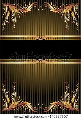 Background with golden ornament and a place for your text. Raster version of vector.
