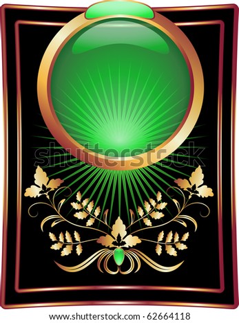 Background with golden ornament for label