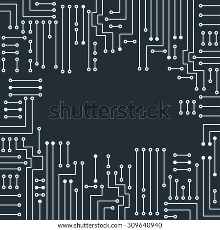 Drawing modern electronic circuit on gray background