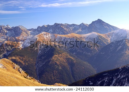 Mountains landscape - beginning of winter