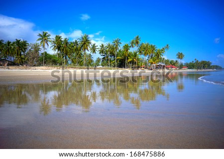 Landscape of beautiful tropical beach at Kelantan, Malaysia