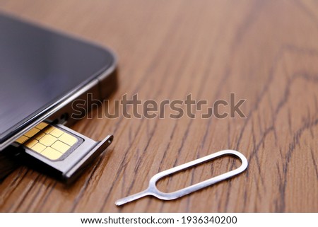 A nano-sim card used for communication in smartphones. 商業照片 © 